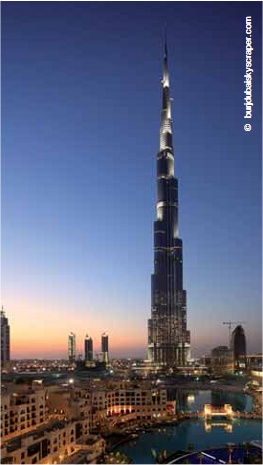 Burj Khalifa Dubai, la plus haute tour du monde (828 m) l’est grâce à l’acier.